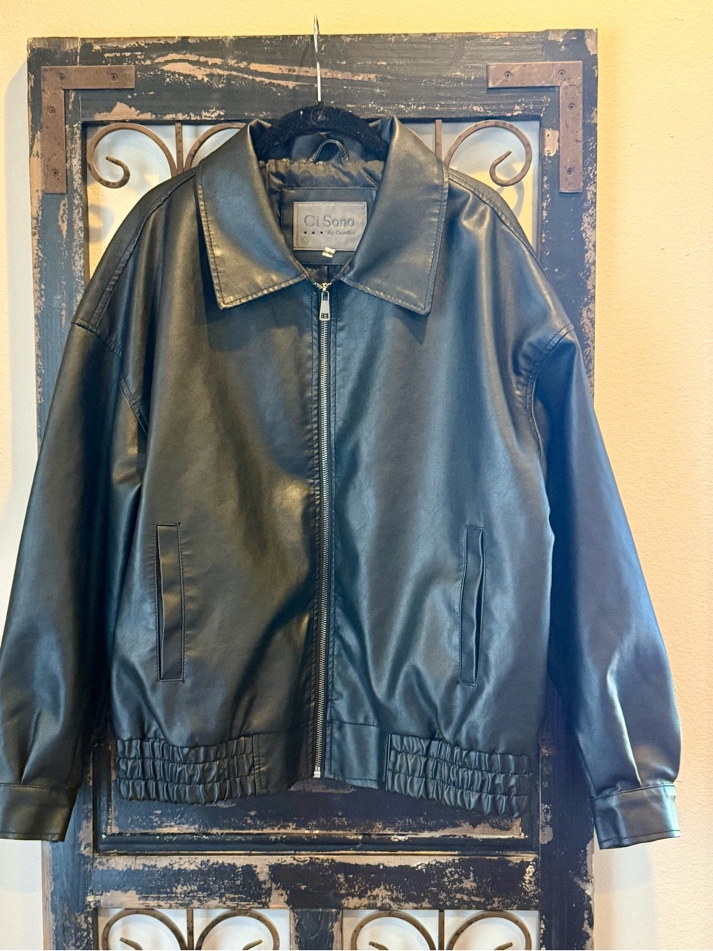 Ci Sono Black Faux Leather Jacket with Interior Label